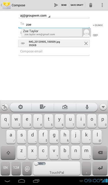 Press the required contact.Write subject and text for your email message.