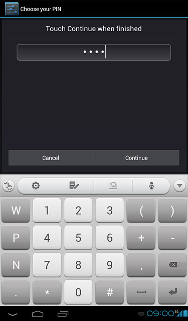 Key in the required lock code and press Continue.