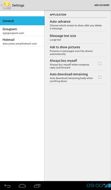 Press the required email account.