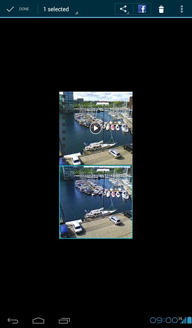 When a picture or video clip is displayed in a a blue frame, it's selected.