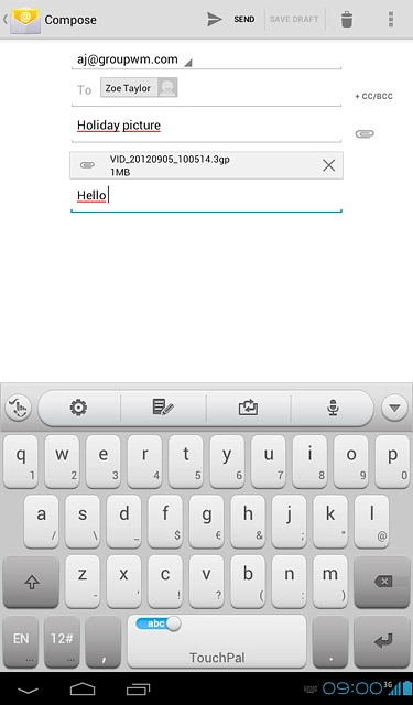 Press SEND when you've finished your email message.