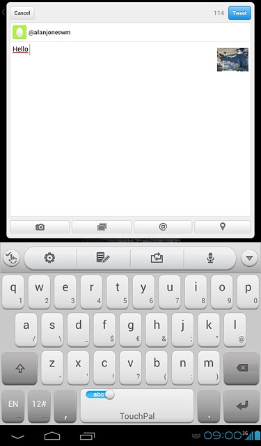 Key in text for the picture.Press Tweet.