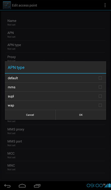 Key in default and press OK.