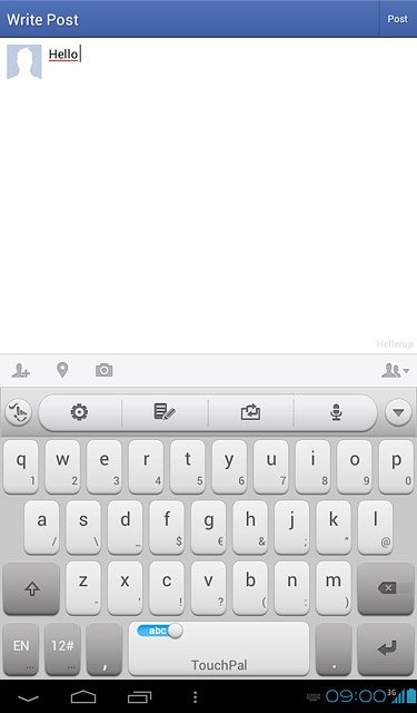 Write the required text and press Post.