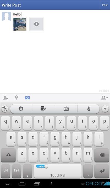 Write the required text and press Post.