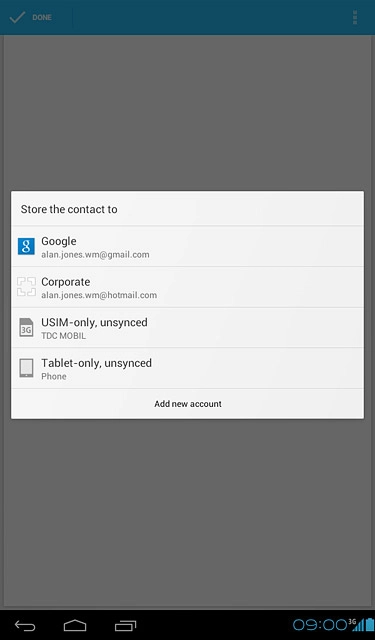Press the required email account, USIM-only, unsynced or Tablet-only, unsynced.