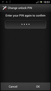 Key in the phone lock code again and press OK.