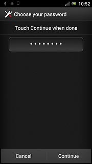 Key in the required phone lock code and press Continue.