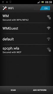 A list of Wi-Fi networks within range is displayed.Press the required Wi-Fi network.