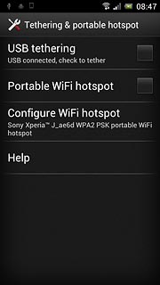 Press Portable Wi-Fi hotspot to turn on the Wi-Fi hotspot.