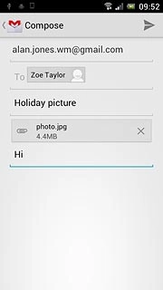 Press the send icon when you've finished your email message.
