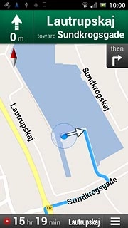 The navigation window with information about your route is displayed.The next route detail is displayed at the top of the display.