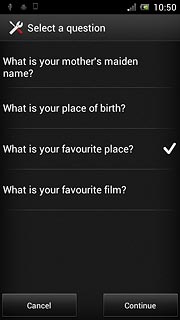 Press Continue.Key in the required answer to the selected question.