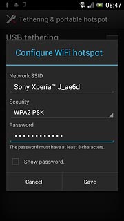 Press the field below Password and key in the required password.