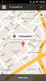 The selected destination is displayed as a point on the map.