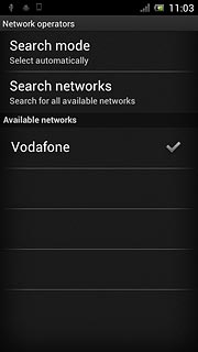 Your phone will search for networks within range.Press Search mode.