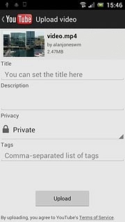 Key in text for the video clip.Press Upload.