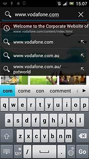 Key in the address of the required web page and press Go.