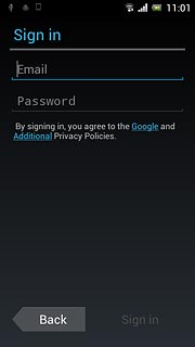 Press Email and key in the email address for your Google account.