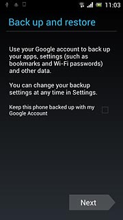 Press the box next to Keep this phone backed up with my Google Account to turn backup on or off.
