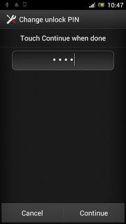 Key in the required phone lock code and press Continue.
