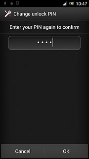 Key in the phone lock code again and press OK.