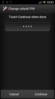 Key in the required phone lock code and press Continue.