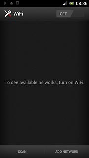 Press the indicator next to WiFi to select ON.