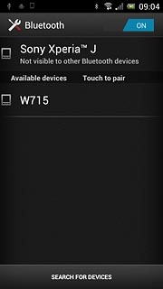 Press your device at the top of the display.Depending on the current setting, Bluetooth visibility is turned on or off.