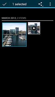 When a picture or video clip is displayed in a blue frame, it's selected.