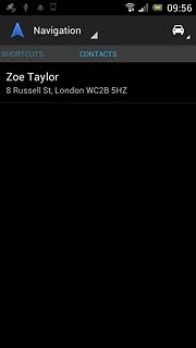 Slide your finger left on the display.Contacts with addresses are displayed.Press the required contact.
