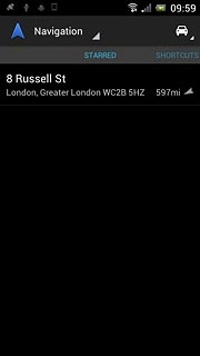 Slide your finger right on the display.Your favourite locations are displayed.Press the required destination.