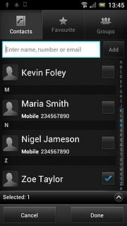 When the box next to the required contact is ticked (V), it's selected.