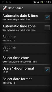 Press Automatic time zone to turn the function on or off.