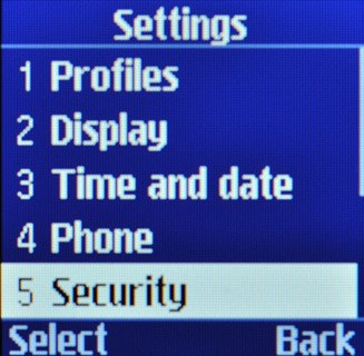 Scroll to Security and press OK.