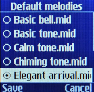 Highlight the different ring tones to listen to them.