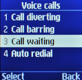 Scroll to Call waiting and press OK.