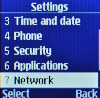 Scroll to Network and press OK.
