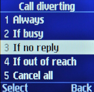 Key in the required number.If you chose If no reply in step 2, you need to select a delay for the divert: