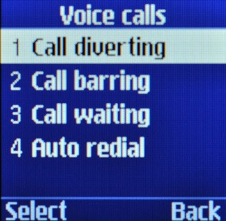 Scroll to Call diverting and press OK.
