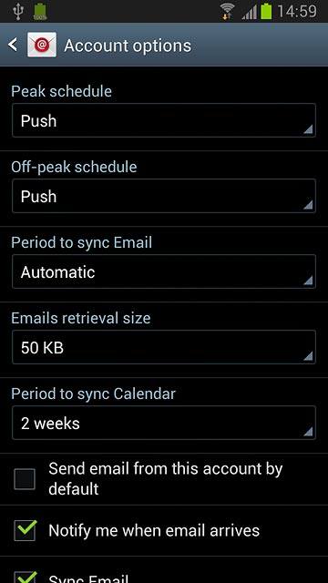 Press the drop down list below Peak schedule and Off-peak schedule.