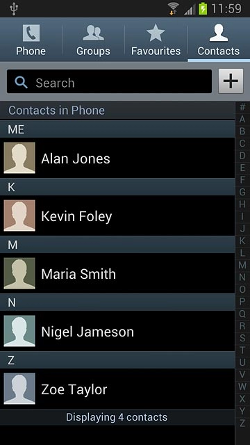 Press the required contact.