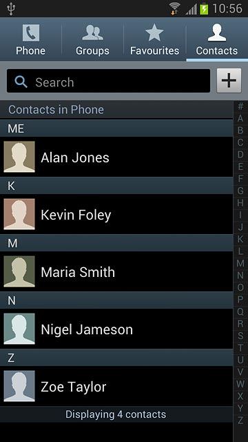 Press the Contacts tab.