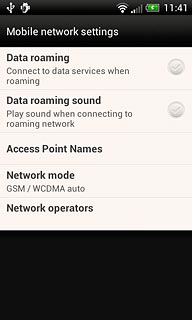 Press Data roaming to turn data roaming on or off.