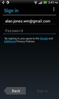 Press Password and key in the password for your Google account.