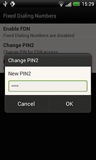 Key in a new four-digit PIN2 and press OK.
