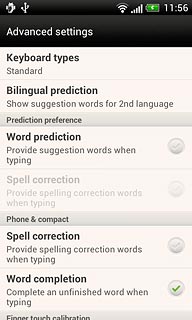 Press Word prediction to turn on word suggestion.