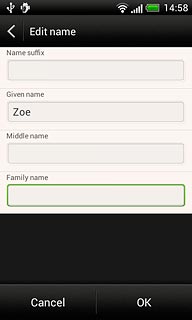 Press the field below Family name and key in the last name.