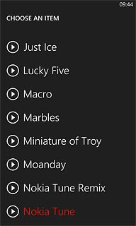 Press the playback icon next to the different ring tones to hear them.