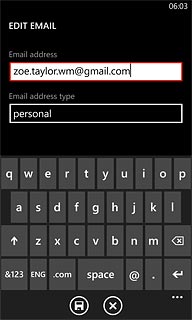 Press the field below Email address type.